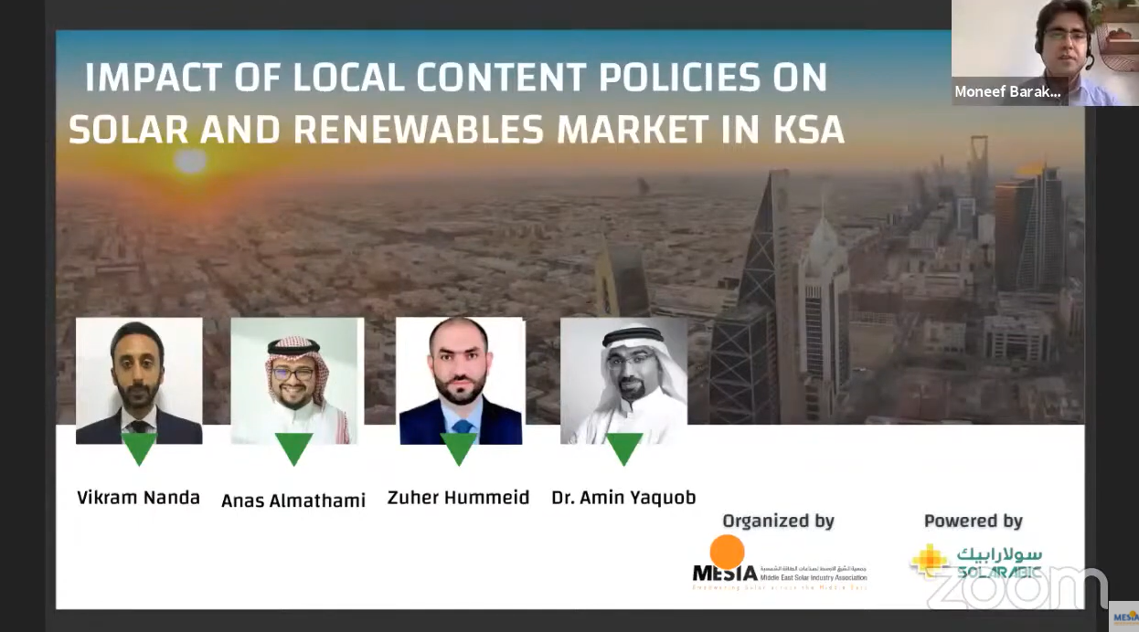 Webinar Impact of Local content policies on Solar and Renewables market in KSA
